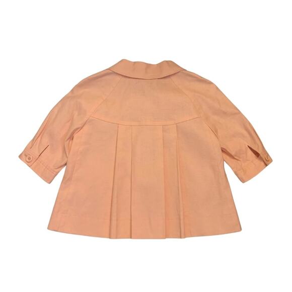 Antonio Melani Peach Cropped Linen Jacket Size 2 Small Orange Salmon Coat Blazer - Picture 5 of 11